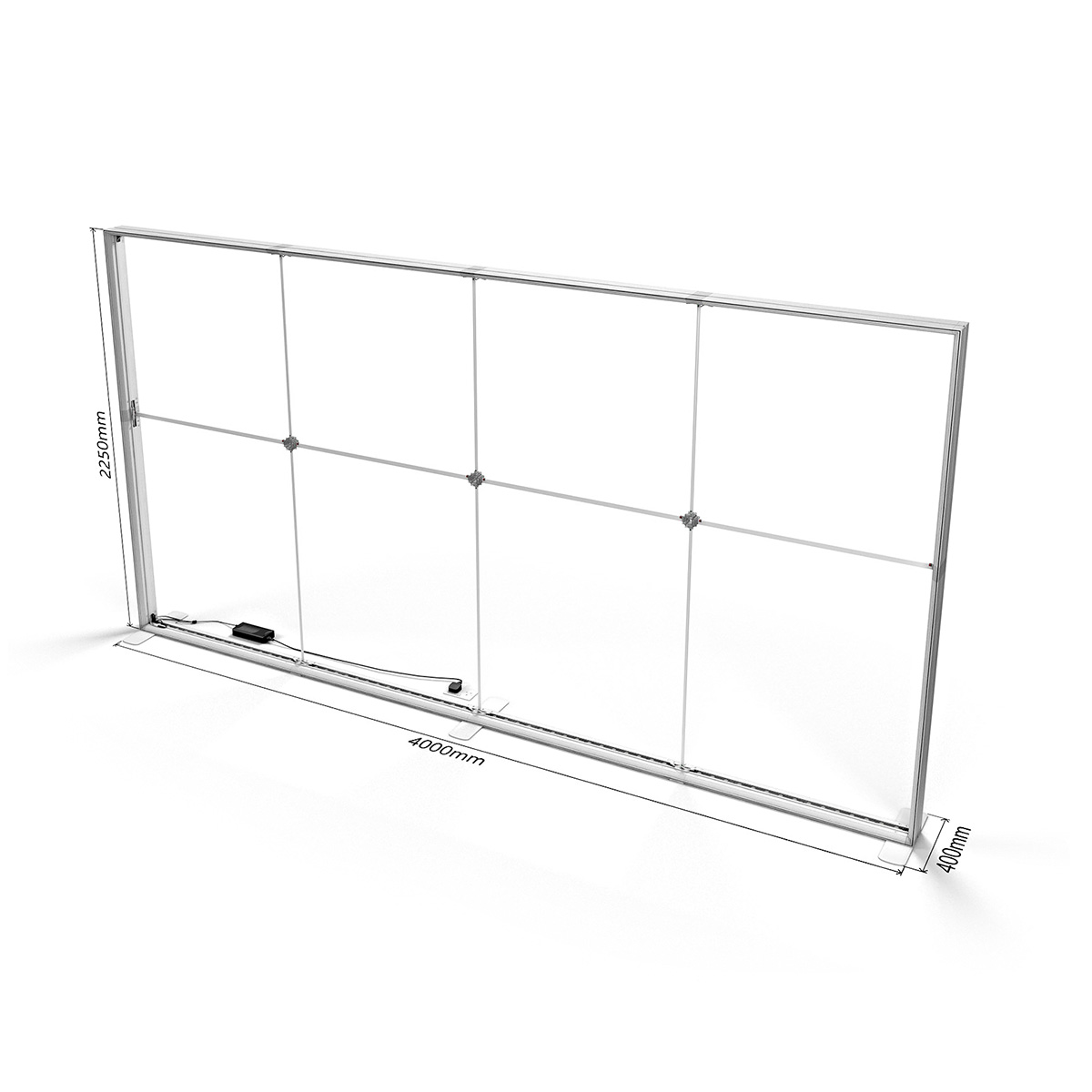 FABRILUX® LED Lightbox Display Backlit Exhibition Stand SEG Light Box 4000mm x 2250mm TFS Frame Size Dimensions