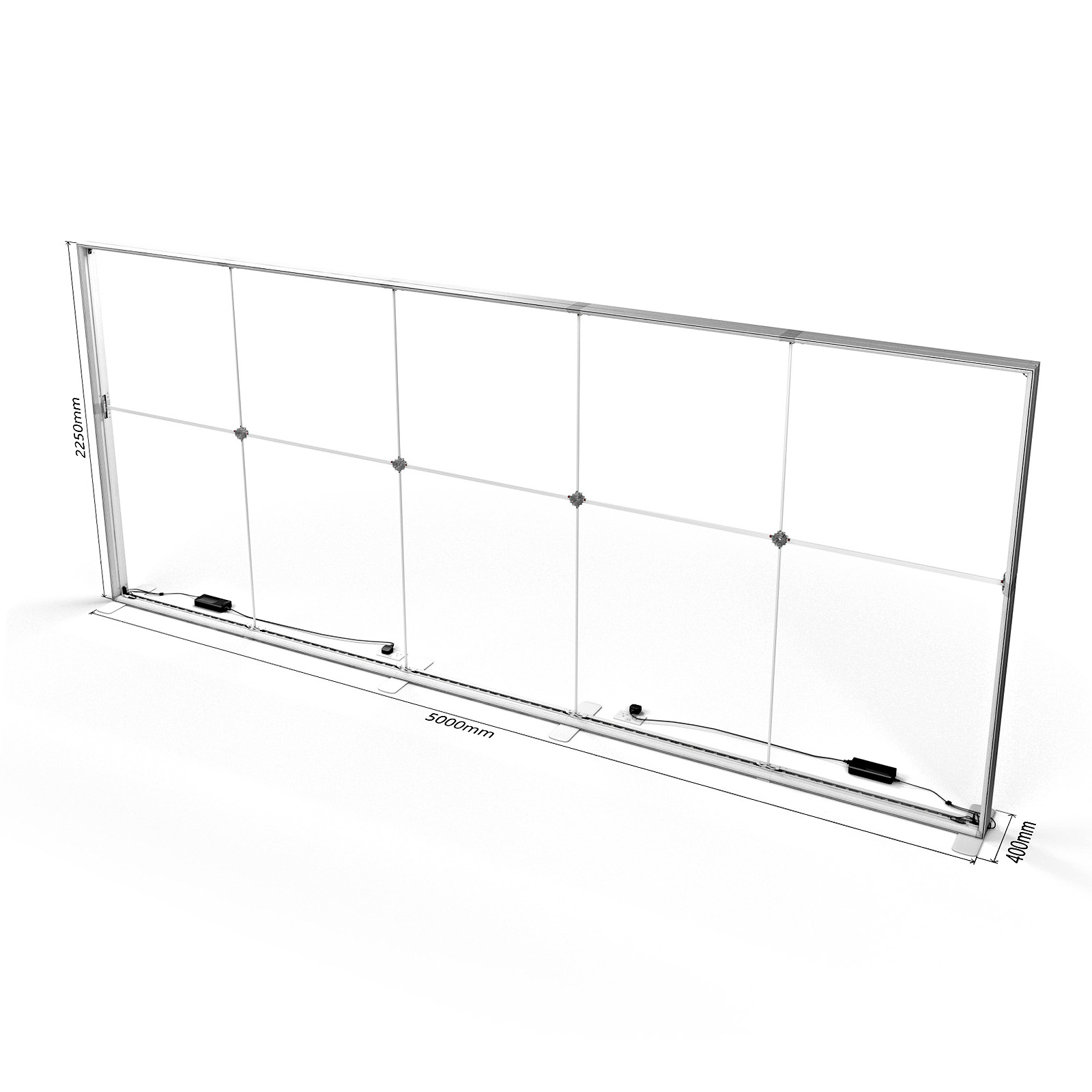 FABRILUX® LED Lightbox Display Backlit Exhibition Stand SEG Light Box 5000mm x 2250mm Frame Size Dimensions
