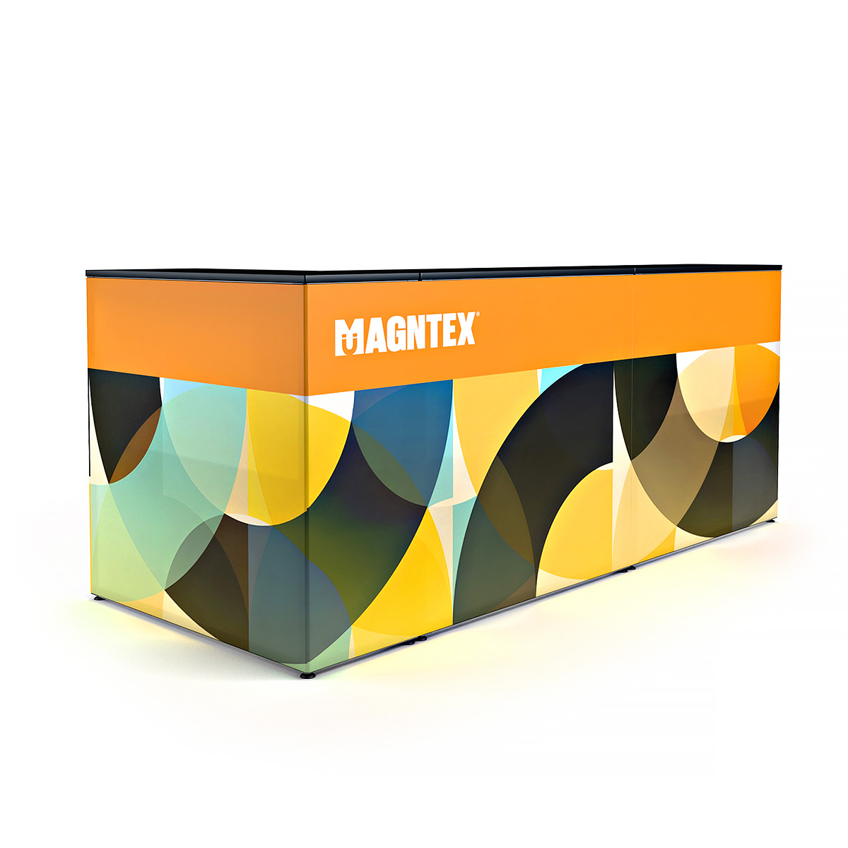 MAGNTEX® Exhibition Counter Display 3m Kit L-Shape Configuration With SEG Tension Fabric Graphic Wrap