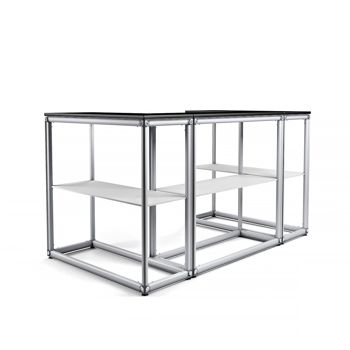MAGNTEX® Exhibition Counter Display 3m U-Shape Modular Stand Back View Aluminium Frame - No Graphics