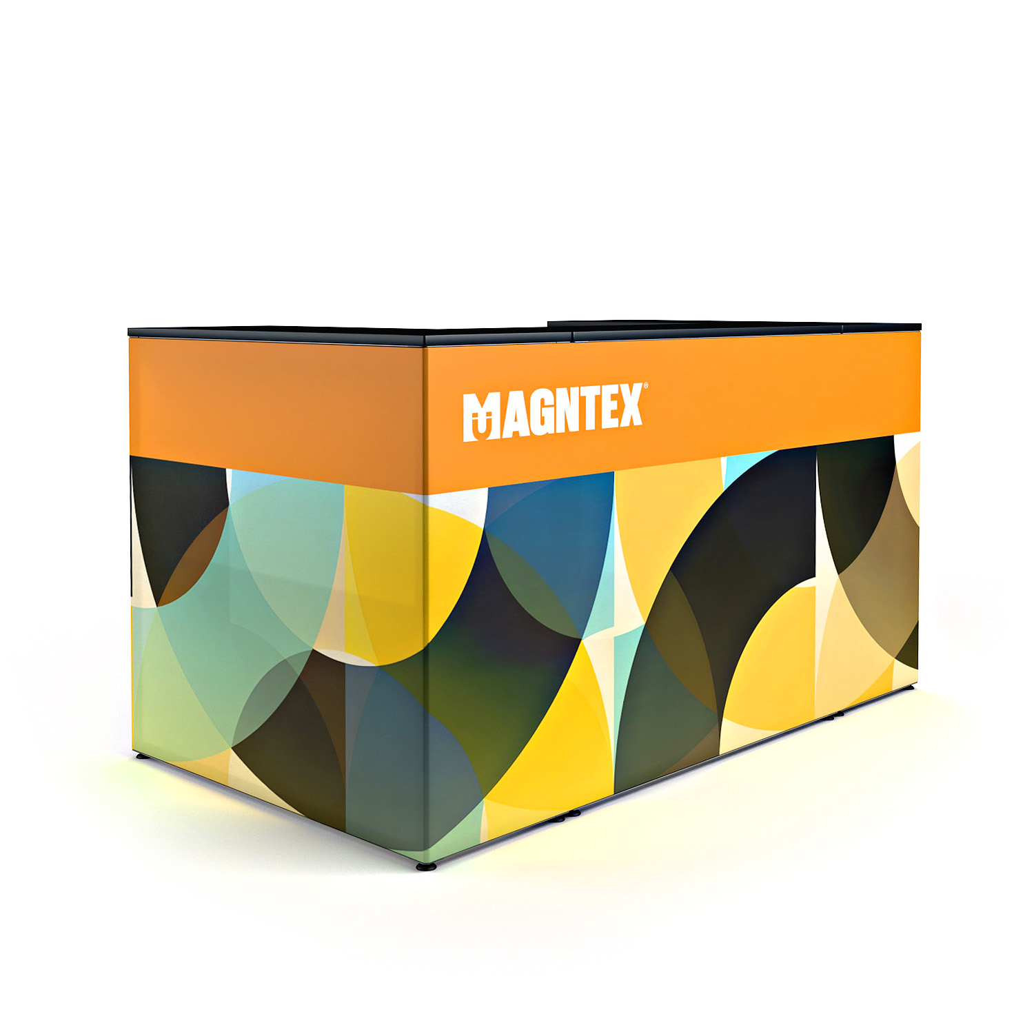 MAGNTEX® Exhibition Counter Display 3m U-Shape Modular Stand With SEG Tension Fabric Custom Printed Graphic Wrap