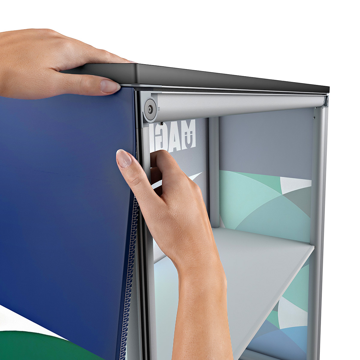 MAGNTEX® Exhibition Counter Display Installing Replacement SEG Tension Fabric Printed Graphics