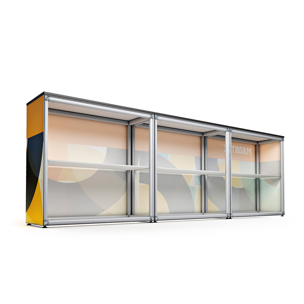 MAGNTEX® Exhibition Counter Display Magnetic Custom Printed SEG Tension Fabric Graphics Back View Kit 3