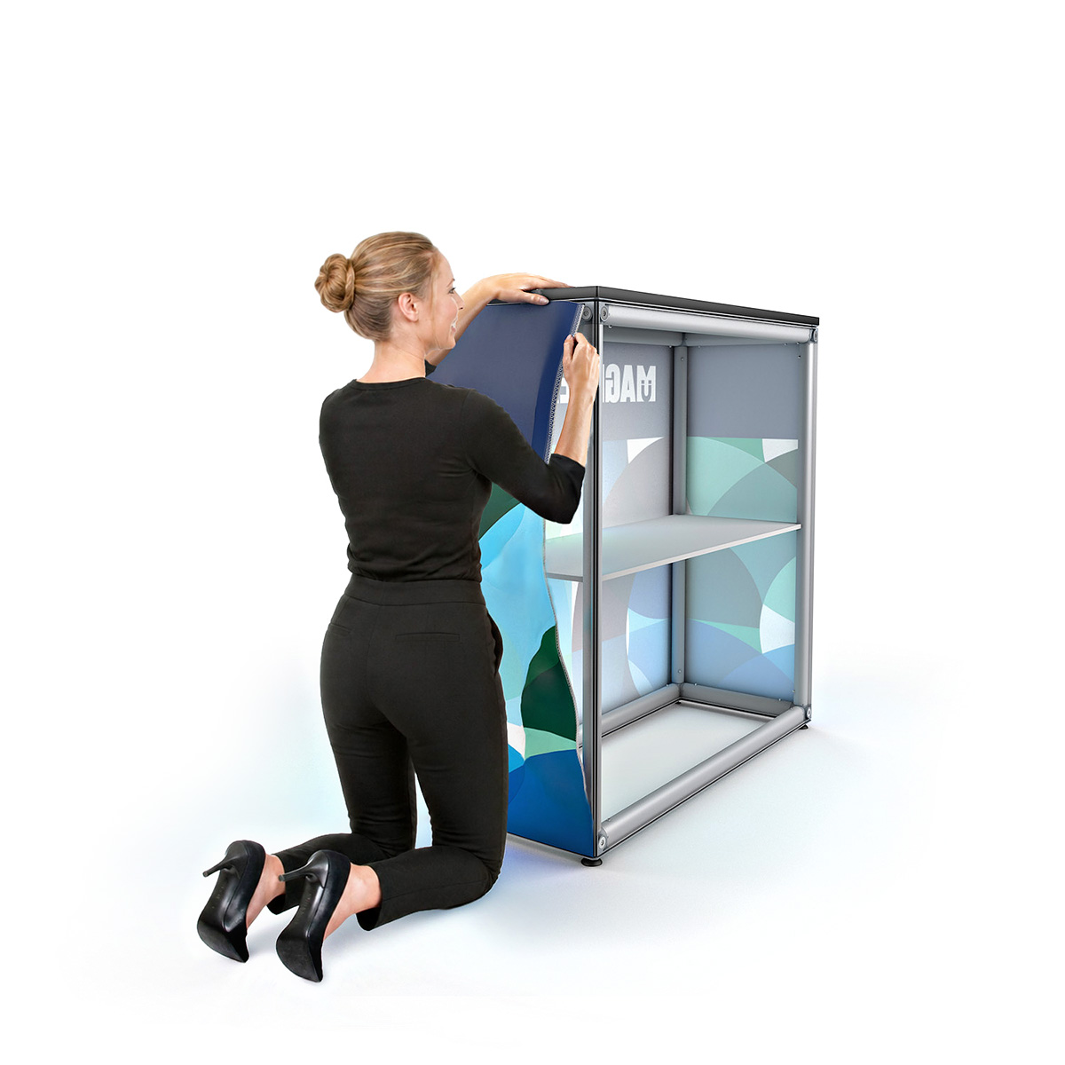MAGNTEX® Magnetic Exhibition Counter Display Fitting SEG Tension Fabric Graphic Wrap