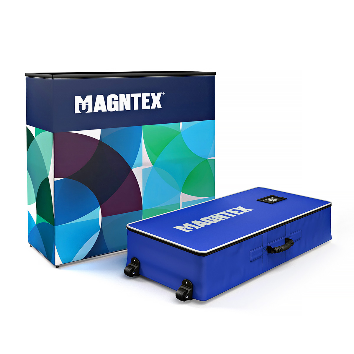 MAGNTEX® Exhibition Counter Display Magnetic Modular Table With Wheeled Transport Case