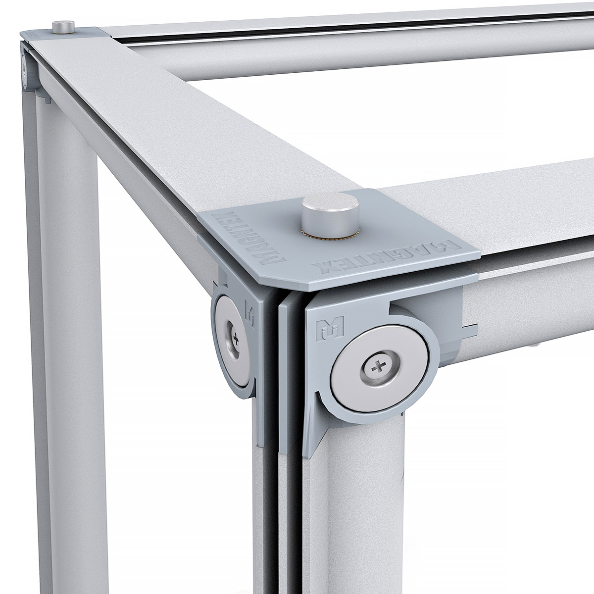 Close-up of MAGNTEX® Exhibition Counter Display Aluminium Table Frame And Integrated Neodymium Magnets