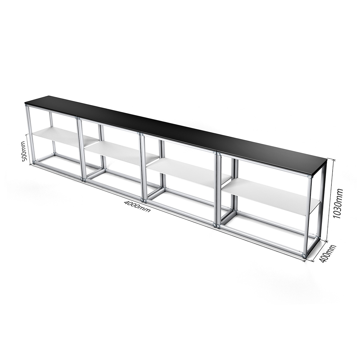 MAGNTEX® Exhibition Counter Display 4m Straight Dimensions