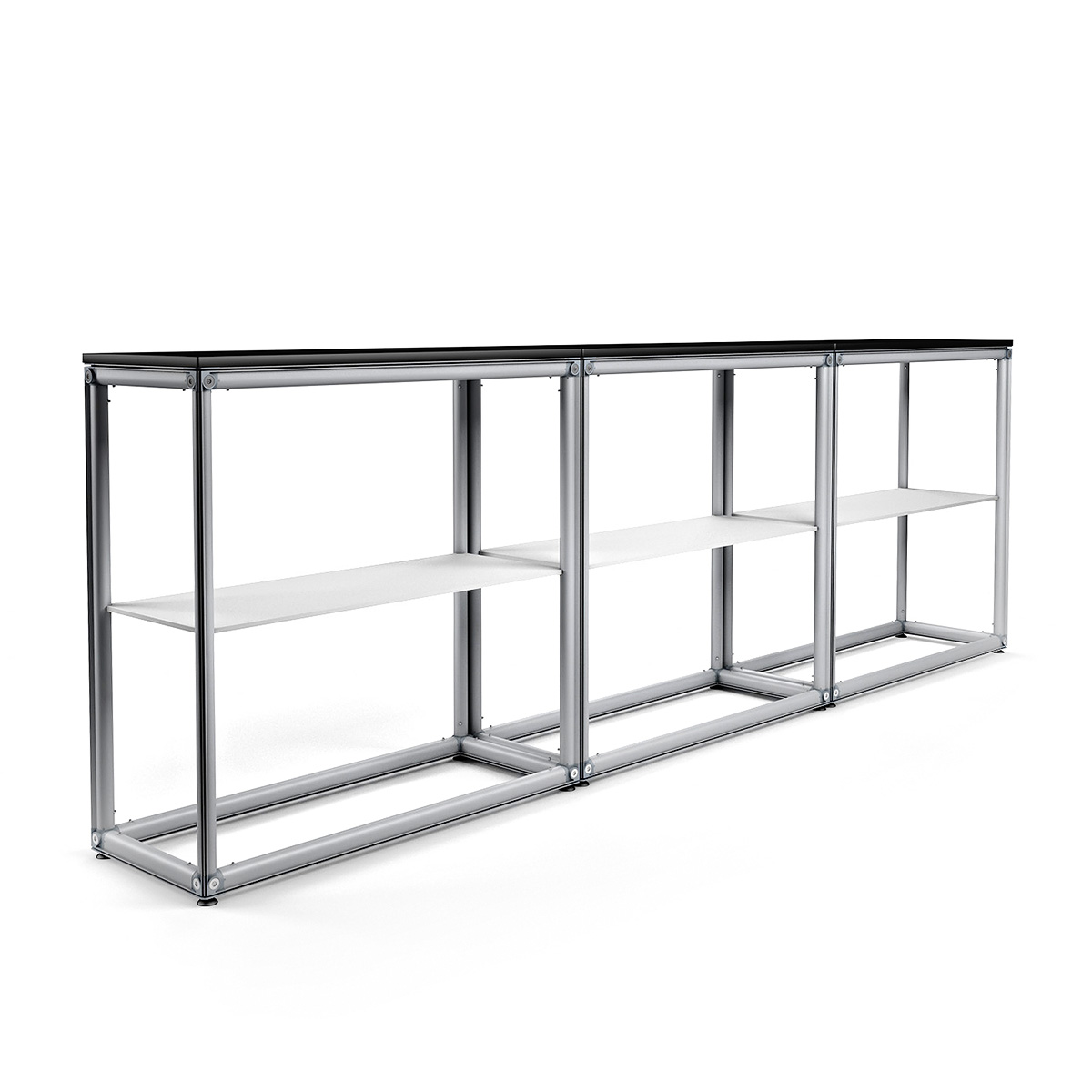 MAGNTEX® Modular Exhibition Counter Display Magnetically Linking Aluminium Frame Table Wood Tabletop and Shelf 3m