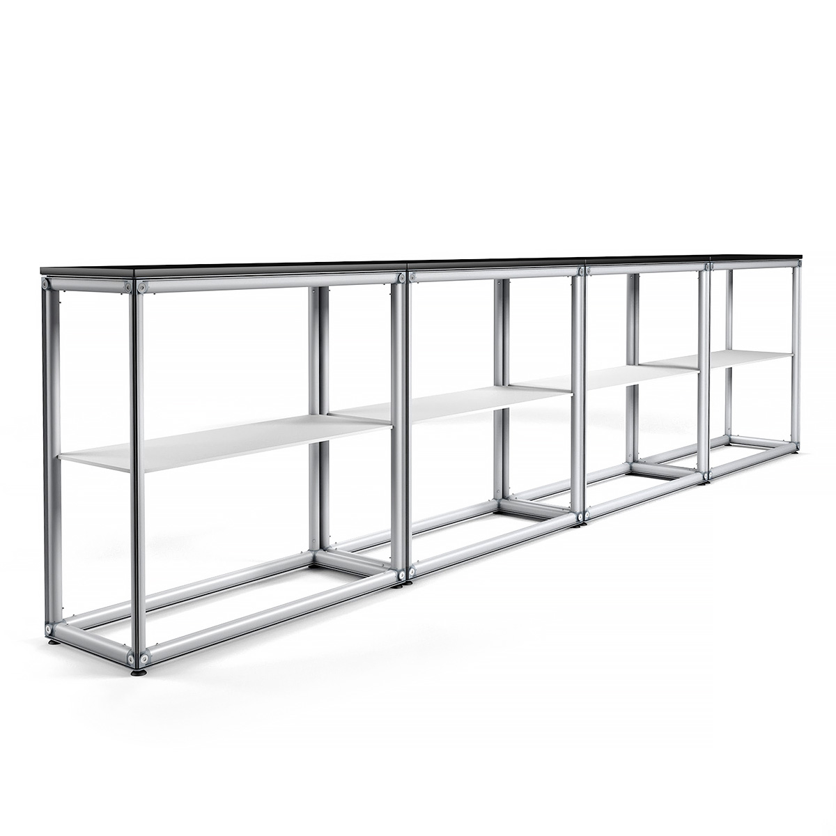 MAGNTEX® Modular Exhibition Counter Display Magnetically Linking Aluminium Frame Table With Wood Tabletop and Shelf