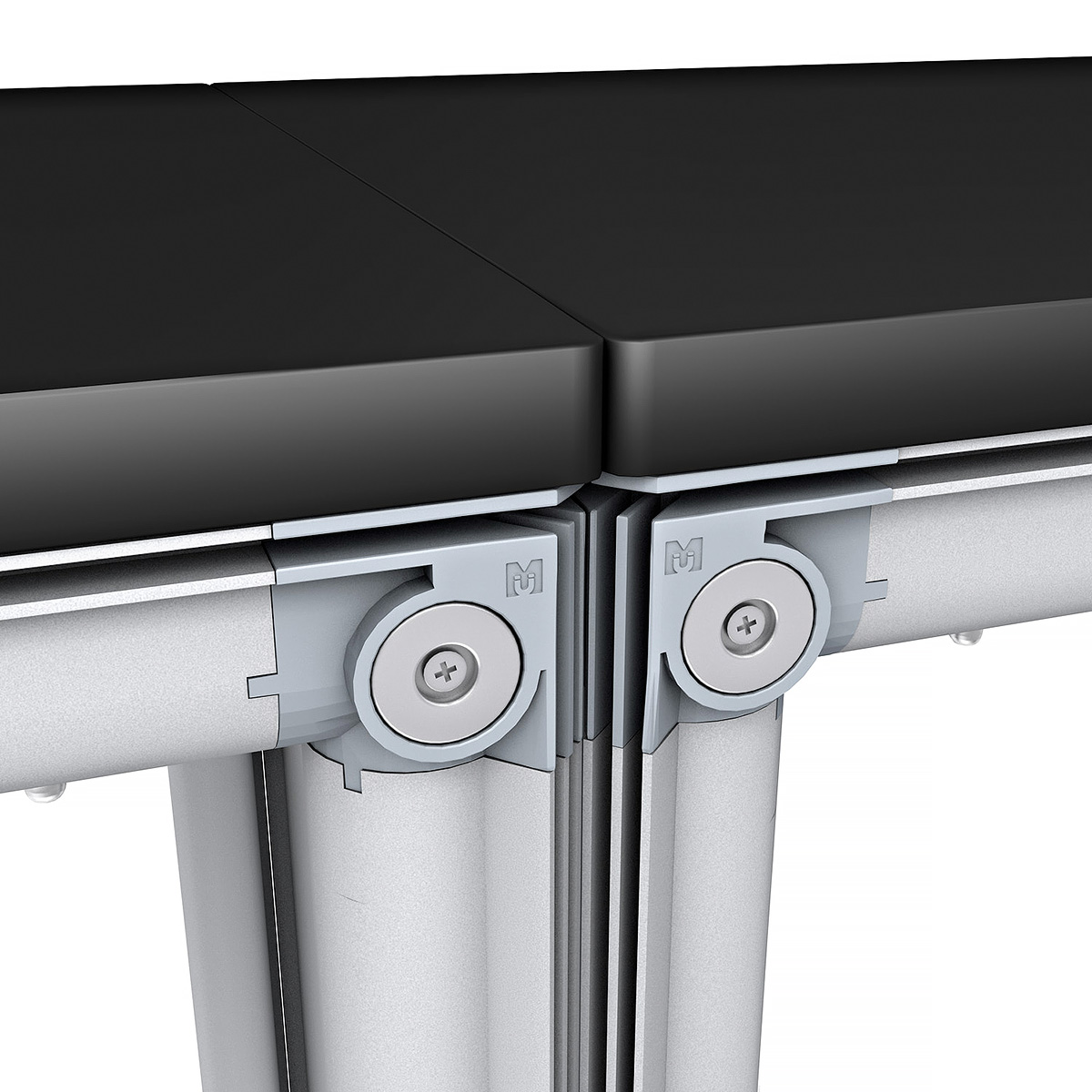 Two MAGNTEX® Modular Exhibition Counters Magnetically Linking Integrated Neodymium Magnets